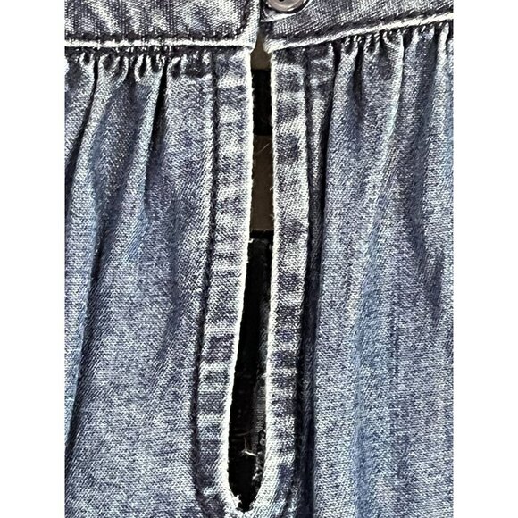 Cato Top Women 26 Blue Chambray Halter Embroidery Boho Western 80s Retro Artsy - Picture 5 of 13